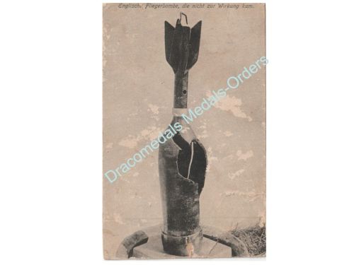Germany WWI Propaganda Postcard, British Unexploded Bomb, Feldpost 388th Infantry Regiment, 1917