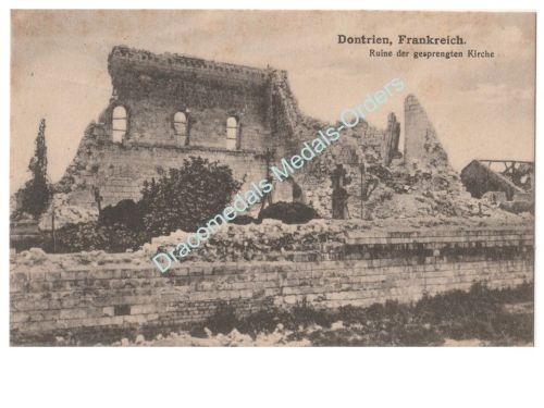 Germany WWI Propaganda Postcard Dontrien, France, 50th Infantry Division Postmarked 1916