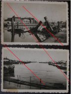 NAZI Germany WW2 2 photos Destroyed Sunk Ships Dunkirk Port photographs France WWII 1939 1945 Photograph