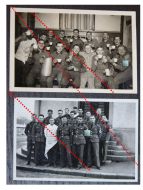 NAZI Germany WW2 2 photos Group German Soldiers Party Swastika photographs WWII 1939 1945 Photograph