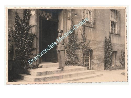 Germany WWII Photo, Wehrmacht Signals Officer in Full Uniform, Thunder Sleeve Patch, Visor Cap