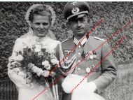 NAZI Germany WWII Wedding Phototograph of a Wehrmacht German Officer with Iron Cross EK1 Sudetenland Medal Silver Wound & Sport Badge REPRINT