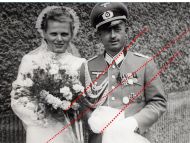 Germany WWII Wedding Phototograph of a Wehrmacht German Officer with Iron Cross EK1 Sudetenland Medal Silver Wound & Sports Badge REPRINT