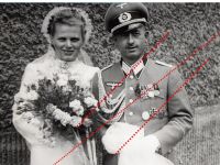 NAZI Germany WWII Wedding Phototograph of a Wehrmacht German Officer with Iron Cross EK1 Sudetenland Medal Silver Wound & Sport Badge REPRINT