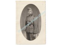 NAZI Germany WW2 Portrait Photo Wehrmacht Infantry Soldier in Bi-fold Cap