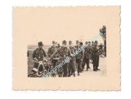 Germany WWII Group Photo RAD Bicyclists, Reichsarbeitdienst Labor Service, Swastika Armband, Cap Badge