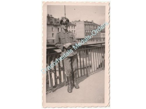 Germany WWII Photo Wehrmacht NCO, Bridge, Visor Cap