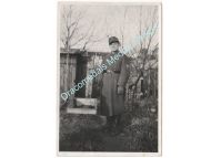 Germany WWII Portrait Photo Wehrmacht NCO Corporal in Greatcoat, December 1943