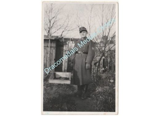 Germany WWII Portrait Photo Wehrmacht NCO Corporal in Greatcoat, December 1943