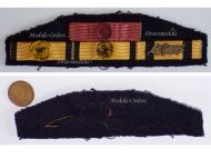 Greece WWII Ribbon Bar of 4 Medals (Royal Order of George I & Royal Order of the Phoenix Military & Civil Division Officer's Cross, Medal of Military Merit 3rd Class) of a Lt Colonel of the Hellenic Army