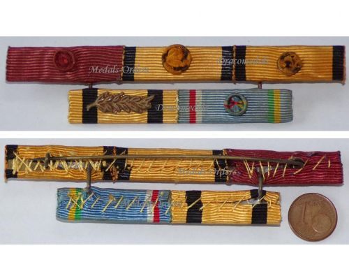 Greece WWII Ribbon Bar of 5 Medals (Royal Order of George I & Phoenix Military & Civil Division, Central African Republic Order of Recognition Officer's Cross, Medal of Military Merit 3rd Class) of a Lt Colonel of the Hellenic Army