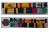 Greece WWII Ribbon Bar of 6 Medals (Order of the Phoenix Officer's Cross, Outstanding Acts Medal, Royal Hellenic Navy Campaign Cross 1940 1944, Military Merit, RHN Long Service Good Conduct Medal, Star for the Naval Operations 1945)