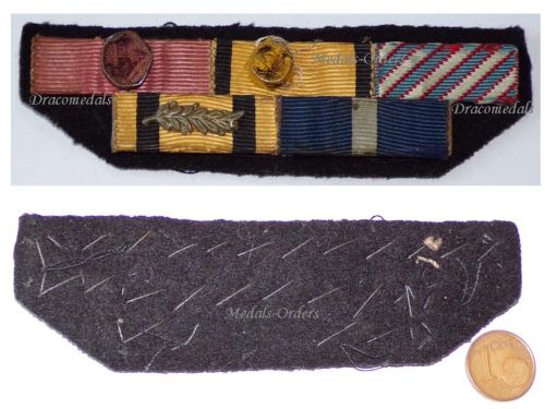 Greece WWII Ribbon Bar of 5 Medals (Royal Order of George I & Phoenix Officer's Cross, Hellenic Air Force Merit Cross 1945, Medal of Military Merit 3rd Class, Commemorative Medal 1940 1941) of a RHAF Wing Commander