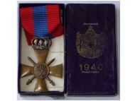 Greece WWII War Cross of Military Merit 1940 2nd Class with Silver Crown 1st Type Boxed