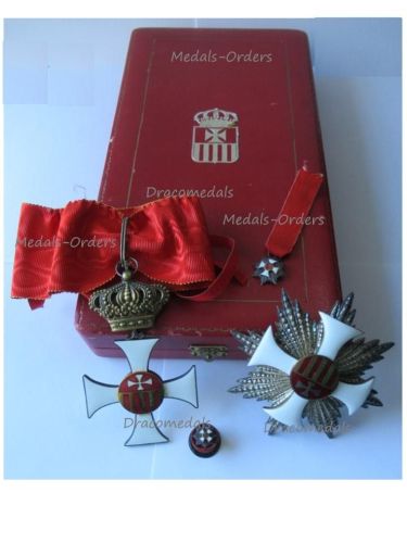 WWI Order of Our Lady of Mercy Grand Officer's Cross Set Boxed with Miniature & Lapel Pin by Johnson