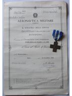 Italy WWII Cross for War Merit 1940 1945 Italian Republic 1949 with Diploma to Air Force Driver Dated 1959 Based on Royal Decree of 1942