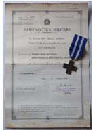 Italy WWII Cross for War Merit 1940 1945 Italian Republic 1949 with Diploma to Air Force Radio Operator Dated 1963 Based on Royal Decree of 1942