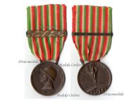 Italy WWI Italian Unification Commemorative Medal for the War of 1915 1918 with Clasp 1916 by Sacchini 