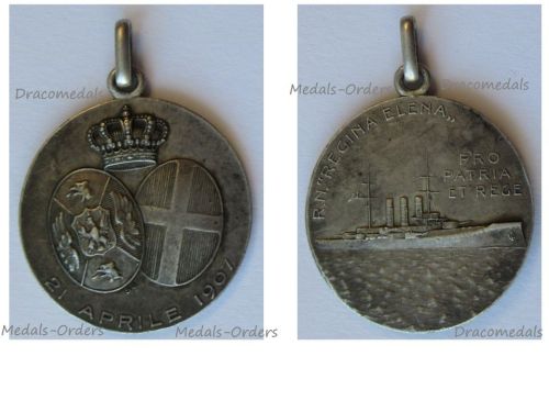 Italy WWI RN Regina Elena Battleship Patriotic Medal 1907 by Johnson