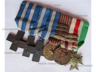 Italy WWII Set of 6 Medals (WW2 Cross for War Merit of the Italian Republic, WWII Commemorative Medals 1940-1943 with 4 Clasps, War of Liberation with 2 Clasps, Military Cross for Long Service XXV for 25 Years)