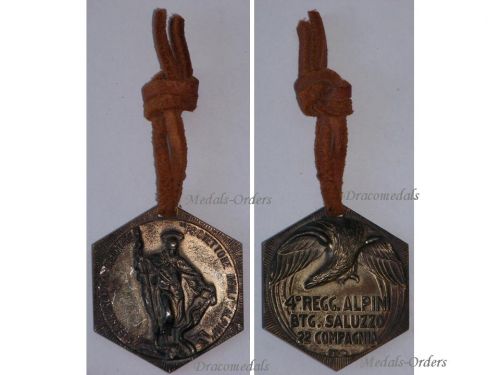 Italy WWII St Bernardo Medal of the 4th Alpine Regiment (Mountain Infantry) Battalion Saluzzo 22nd Company of the Taurinense Division Silver 800