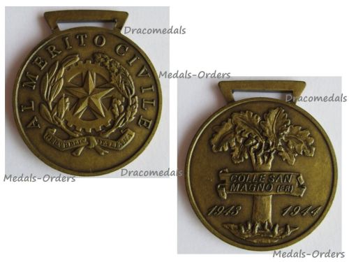 Italy WWII Bronze Medal for Civil Merit 1943 1944 to Colle San Magno for the Monte Cassino Battle