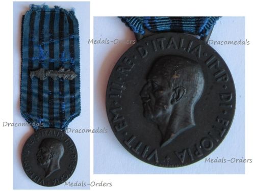 Italy Ethiopian Campaign Volunteers Commemorative Medal 1935 1936 with Sword by the Italian Royal Mint