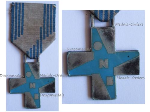 Italy WWII ONB Pale Blue Cross of Merit Mussolini's Fascist Youth Organization 1933 1937 for Girls of Age 8-14 in Silver 800