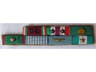 Italy WWII Ribbon Bar of 7 Medals of an Italian Air Force Pilot (Volunteers of Liberty, Commemorative 1943 1945, Army & Air Force Long Command, Maurizian Medal, Order of Merit of the Italian Republic Officert's Cross)