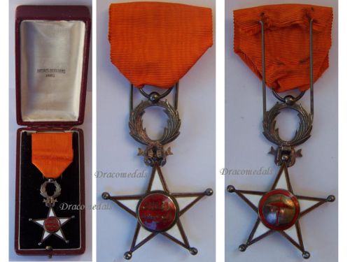 Morocco WWI Royal Order of Ouissam Alaouite Knight's Star 2nd Type Boxed by Arthus Bertrand