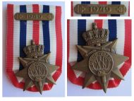 Netherlands WWII Cross for Order and Peace 1945 with Bar 1949 Mounted by Tack