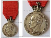 Norway King Haakon VII Silver Memorial Medal 1957 by Throndsen