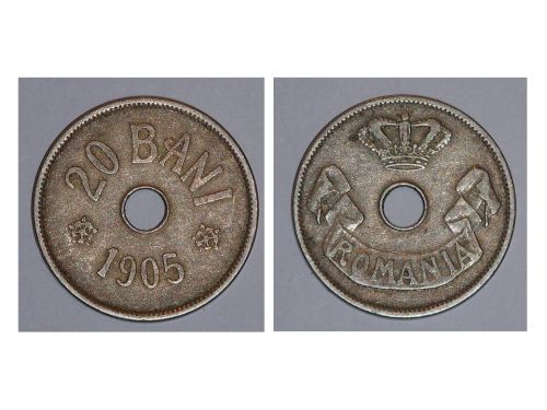 Romania Coin 20 bani 1905 King Carol Romanian Kingdom Cupro Nickel Circulated
