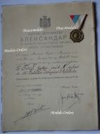 Serbia WWI Liberation Commemorative Medal 1914 1918 with Diploma to Soldier of the French 14th Artillery Battalion