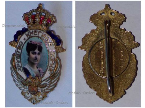 Serbia WWI Honorary Badge of the Princess Zorka of Montenegro Society of Serb Women by Huguenin Freres
