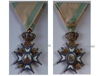 Serbia WWI Order of Saint St Sava 1883 4th Class Officer's Cross 1st Pattern with Red Robe 1904 1914 by Scheid