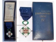 Yugoslavia WW2 Order Yugoslav Crown 1930 4th Class Officer's Cross Military Civil Medal Decoration WWII 1939 1945 Boxed Huguenin Freres