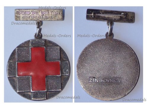 Yugoslavia Red Cross Silver Contribution Medal of Montenegro by Zin Kovnica (Mint of Serbia)