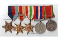 South Africa WWII Set of 5 Medals (1939 1945 Star, Africa Star with 8th Army Clasp, Italy Star, War Medal 1939 1945, Africa Service Medal) South African 1st Infantry Division Named