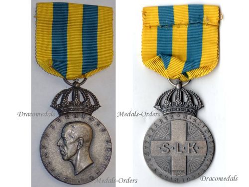 Sweden WWII Women's Voluntary Defense Service Silver Medal (Lotta Corps Medal) 1946 King Gustav V Issue by Sporrong