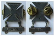 USA US Army Marksman Badge, Marked L22, Pistol Clasp S21, 1960s