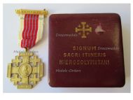 Vatican Jerusalem Cross Gold 1st Class with Clasp Jerusalem in Silver 800 Boxed by CDF Italy