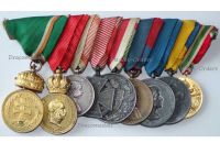 Austria Hungary WWI WWII Set 9 Medals (Signum Laudis, Bravery, Kaiser Karl's Cross, Liberation Transylvania, Upper Hungary, Pro Deo, Bulgarian Medal)