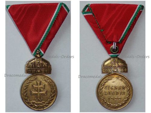 Hungary WWII Military Merit Medal Signum Laudis with Crown 1922 Bronze Class