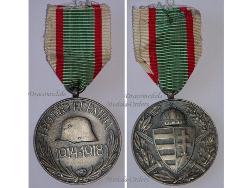 Hungary WWΙ Commemorative Medal Pro Deo et Patria for Combatants on Ribbon for German Recipients