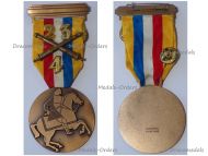 Luxembourg Bronze Medal for the Completion of the Army March in Diekirch with Crossed Cannons and Bars for 4 Participations by Huguenin
