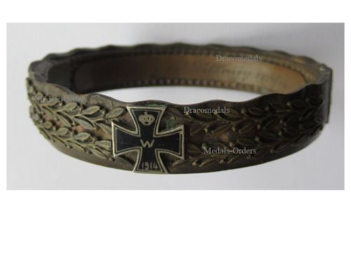 Germany WWI Patriotic Bracelet Iron Cross & ​​​​​​​Oak Leaves "Erinnerung an den Weltkrieg 1914–16"