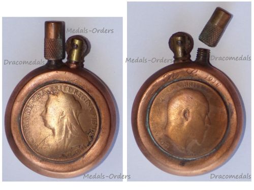 Britain WWI Trench Art Lighter King Edward VII and Queen Victoria 1916