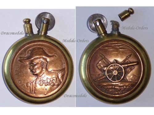 France WWI Trench Art Patriotic Petrol Lighter Marshal Joffre and 75mm Artillery Gun