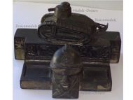 France WW1 Trench Art French Tank Renault FT17 Inkwell 505 RCC Regiment by Malespina & Richer